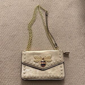 Gucci inspired Gold Bee Embellished Shoulder Bag
